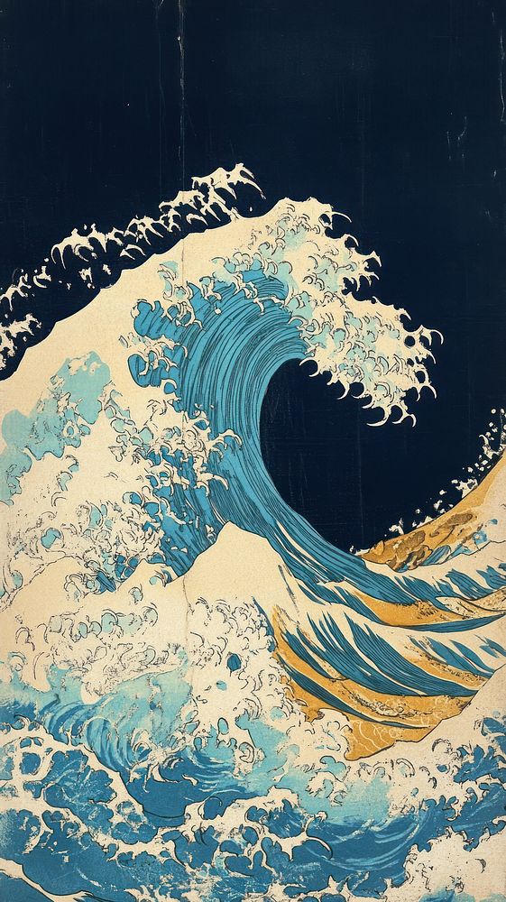 Japanese ocean print wave.