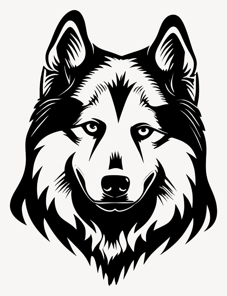 Collection portrait Alaskan Malamute dog animal wolf art vector