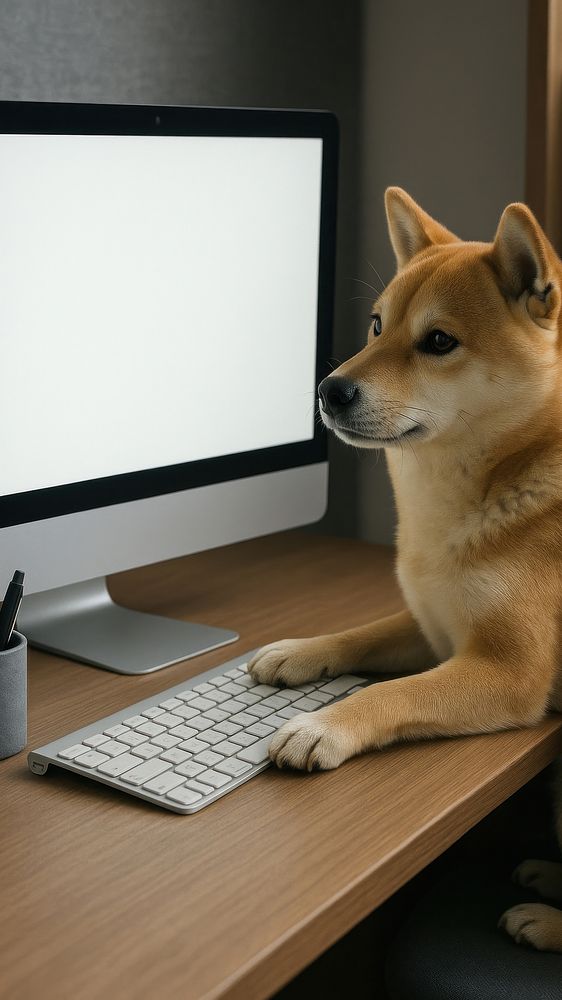 Dog using computer at desk | Free Photo - rawpixel