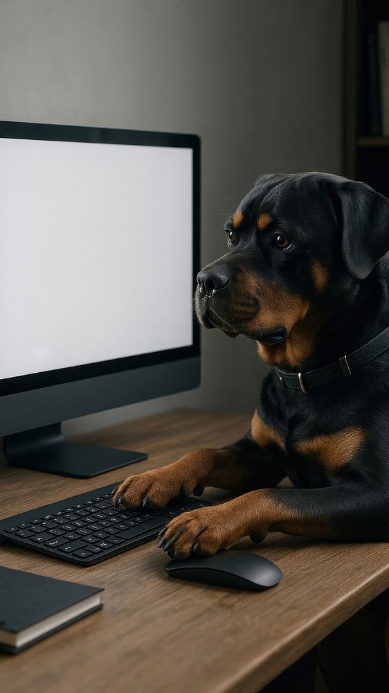 Dog using computer wallpaper | Free Photo - rawpixel