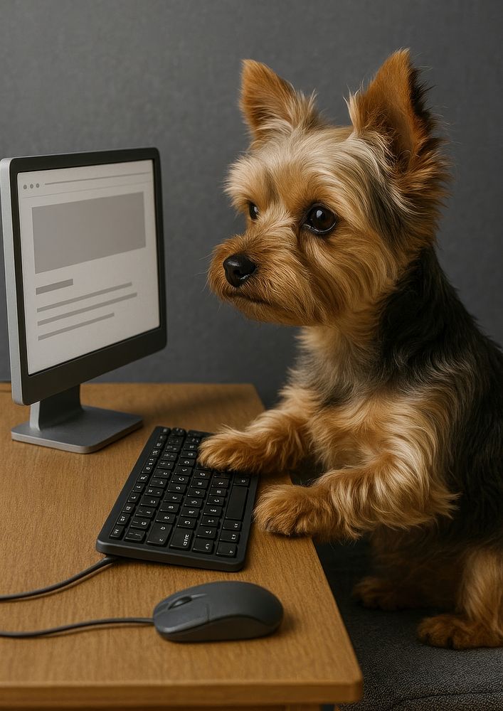 Dog using computer keyboard | Free Photo - rawpixel