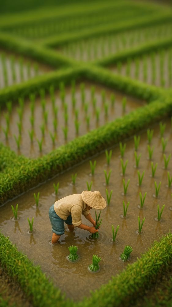 Traditional rice farming landscape scene. | Free Photo - rawpixel
