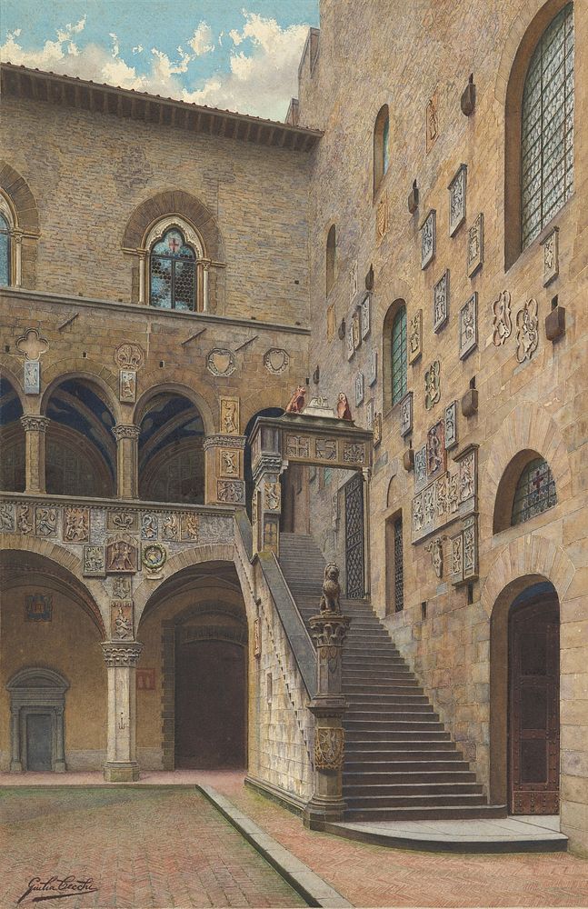 View of the Bargello Courtyard in Florence by S. Cecchi