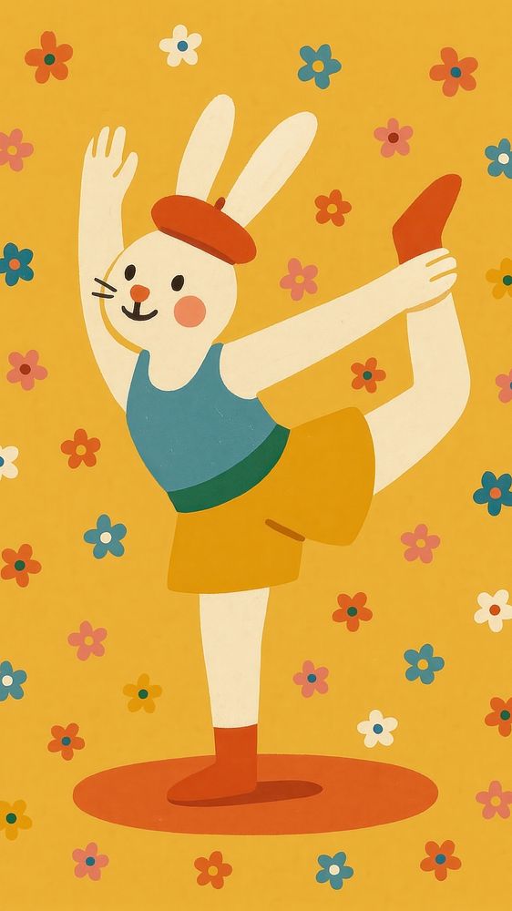 Playful rabbit ballet illustration | Free Photo Illustration - rawpixel