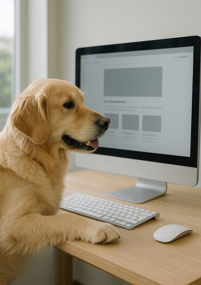 Dog using computer screen technology | Free Photo - rawpixel