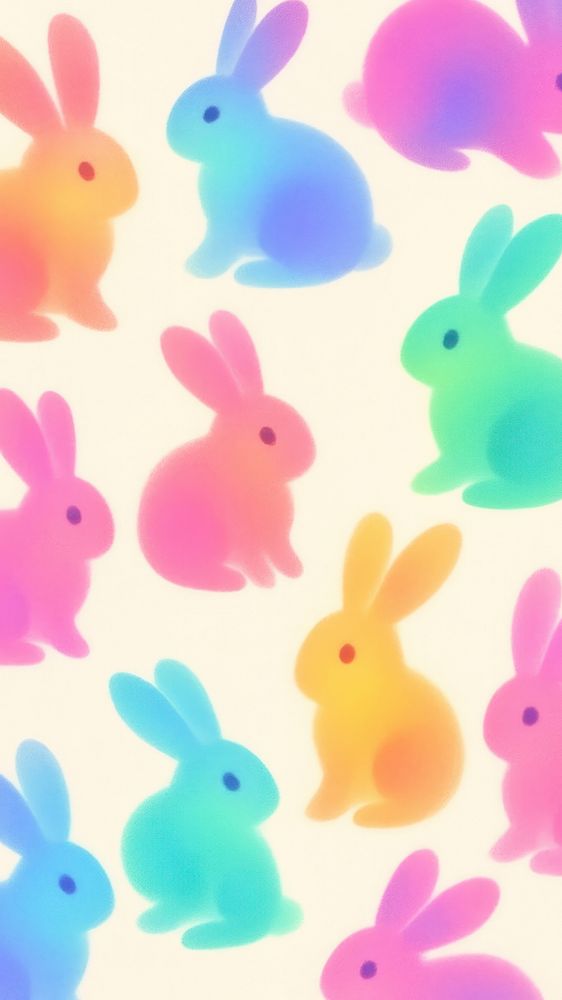 Colorful pastel gradient rabbits illustration | Free Photo Illustration ...
