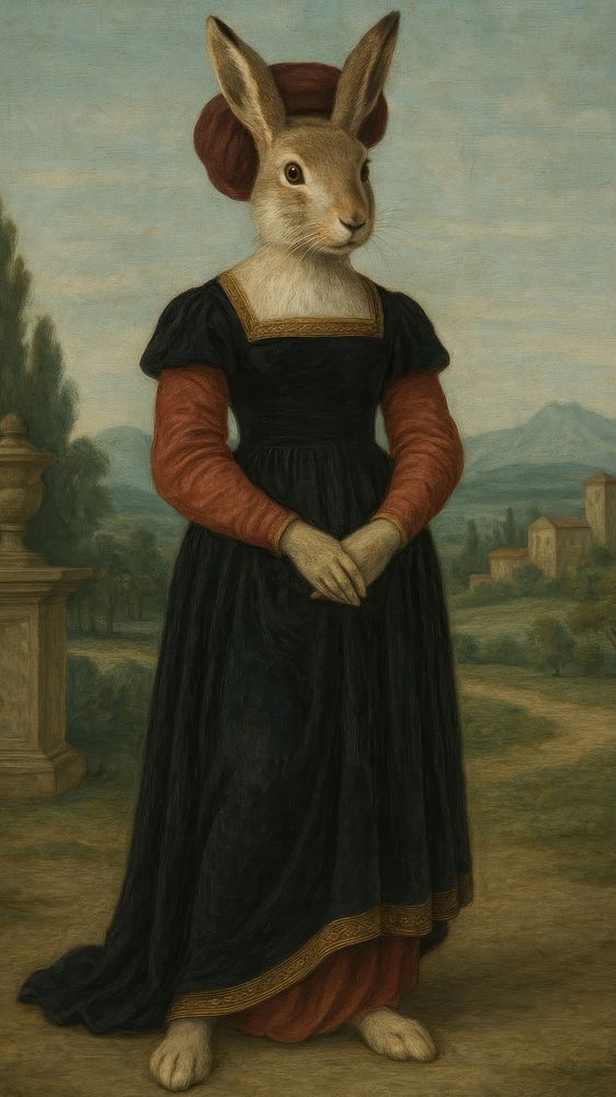 Renaissance rabbit art mobile wallpaper | Free Photo Illustration ...