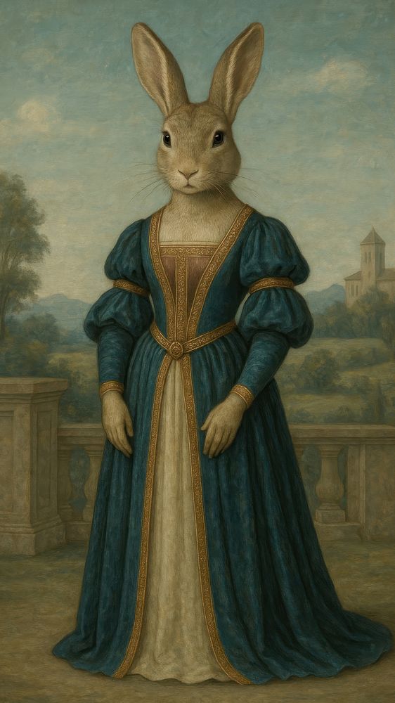 Elegant rabbit Renaissance attire mobile | Premium Photo Illustration ...