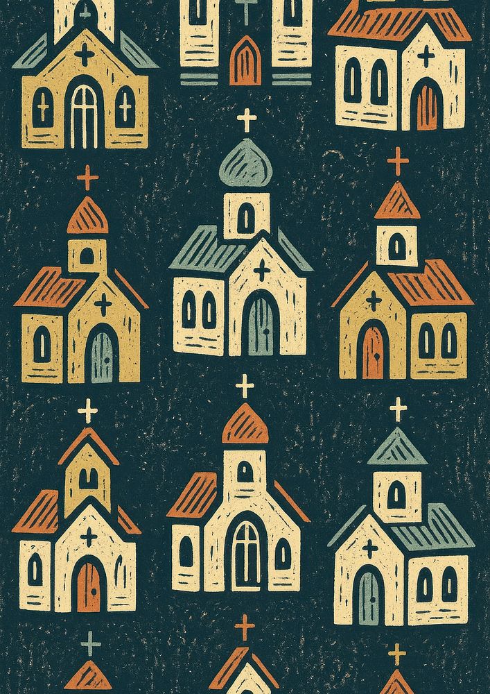 Charming vintage church pattern | Free Photo Illustration - rawpixel