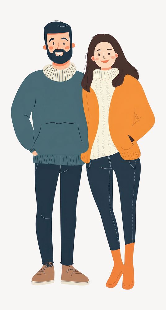 A happy couple illustration sweaters person vector