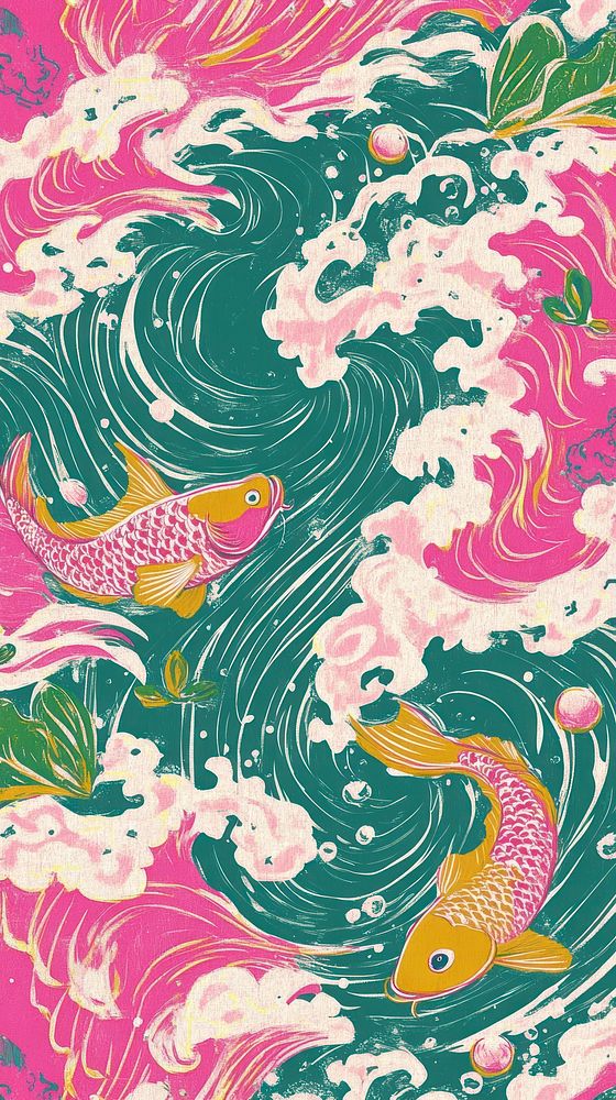 Tidal wave fish pattern art | Free Photo Illustration - rawpixel