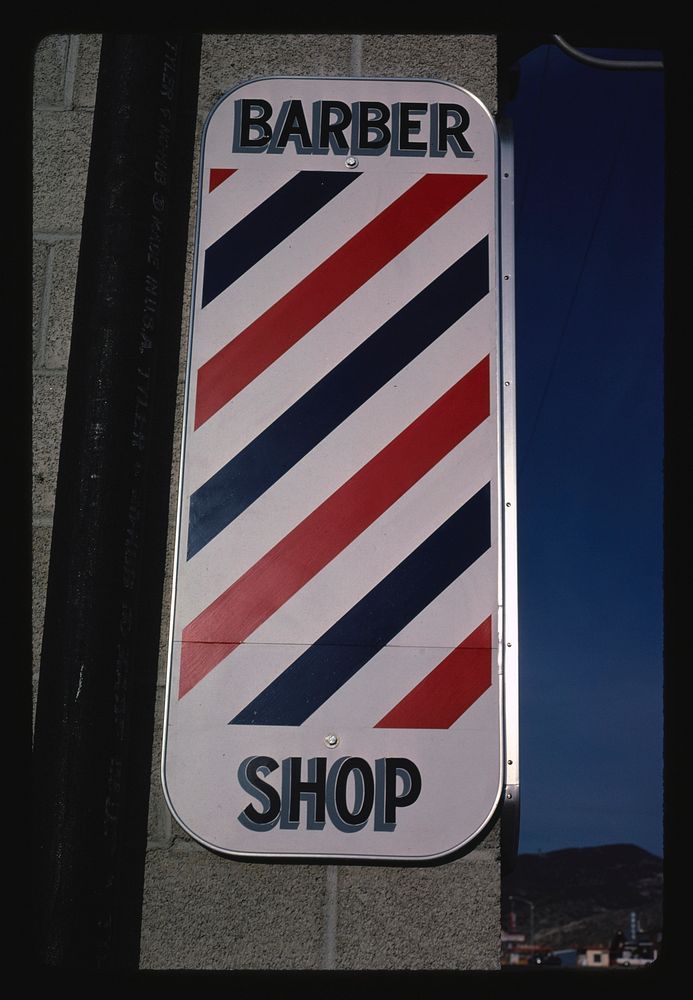 Barber sign, Ely, Nevada (1980) photography in high resolution by John Margolies. Original from the Library of Congress. 