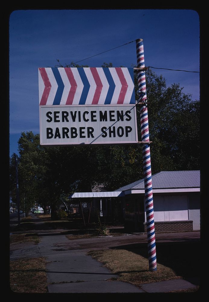 Servicemens Barber Shop, Hutchinson, Kansas (1979) photography in high resolution by John Margolies. Original from the…