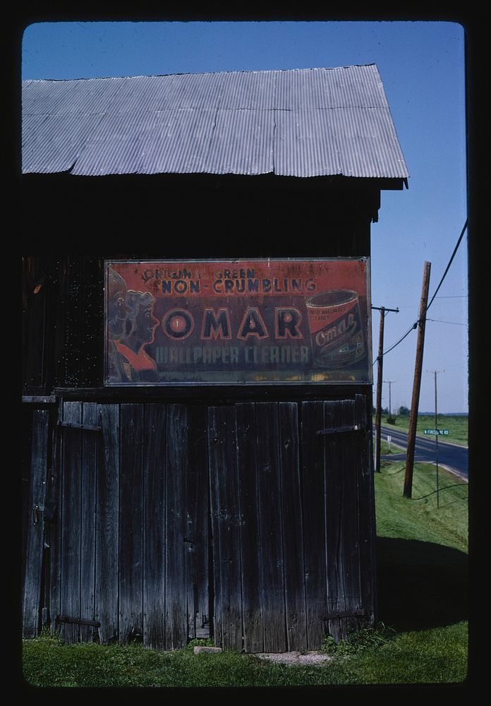 Sign on Barn, Jefferson, Ohio (1988) photography in high resolution by John Margolies. Original from the Library of…