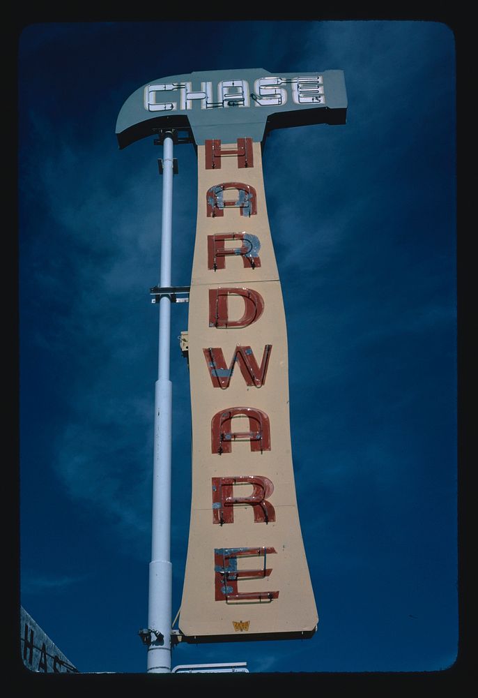 Chase Hardware sign, Albuquerque, New Mexico (1979) photography in high resolution by John Margolies. Original from the…