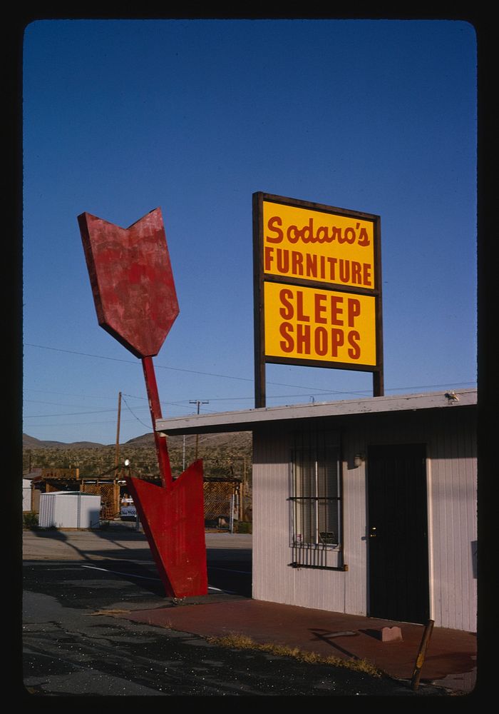 Sodaro's Furniture, Joshua Tree, California (1991) photography in high resolution by John Margolies. Original from the…