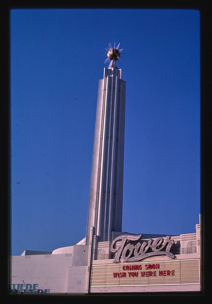 Tower Theater, Fresno, California (1987) photography in high resolution by John Margolies. Original from the Library of…