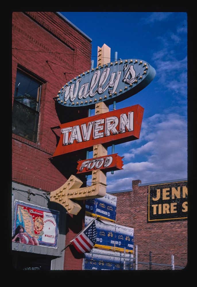 Wally's Tavern sign, Wenatchee, Washington (2003) photography in high resolution by John Margolies. Original from the…