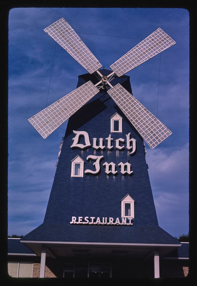 Dutch Inn, Martinsville, Virginia (1982) photography in high resolution by John Margolies. Original from the Library of…