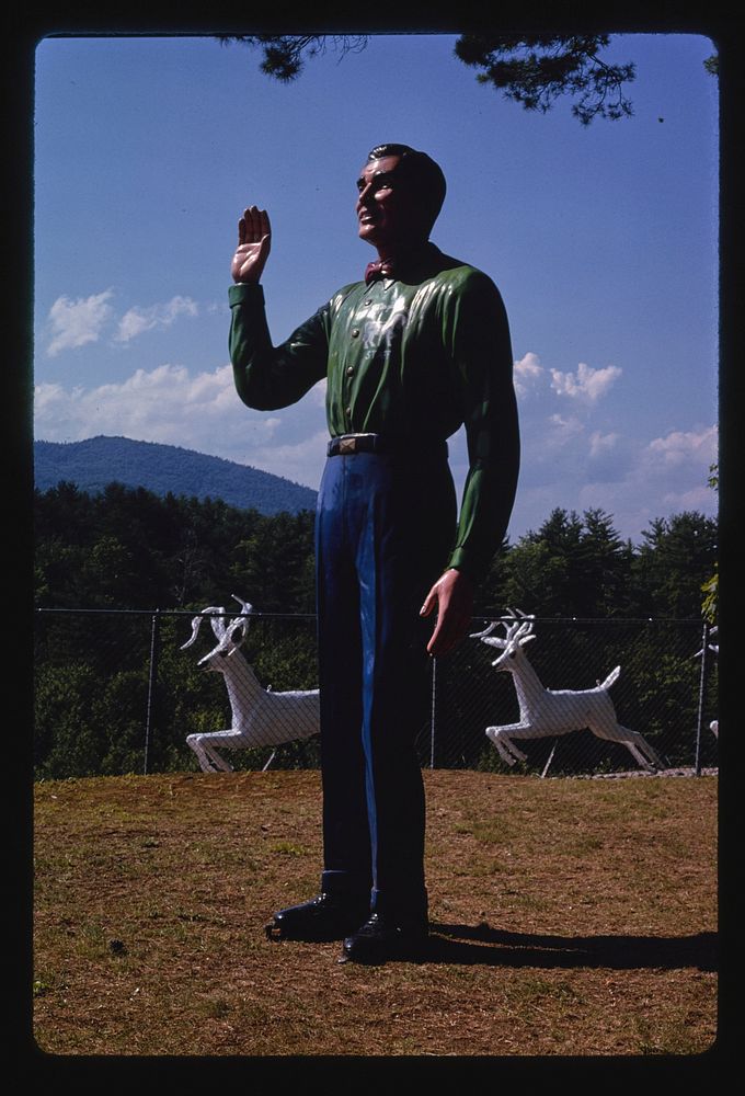 Magic Forest staff statue, Route 9, Lake George, New York (1996) photography in high resolution by John Margolies. Original…