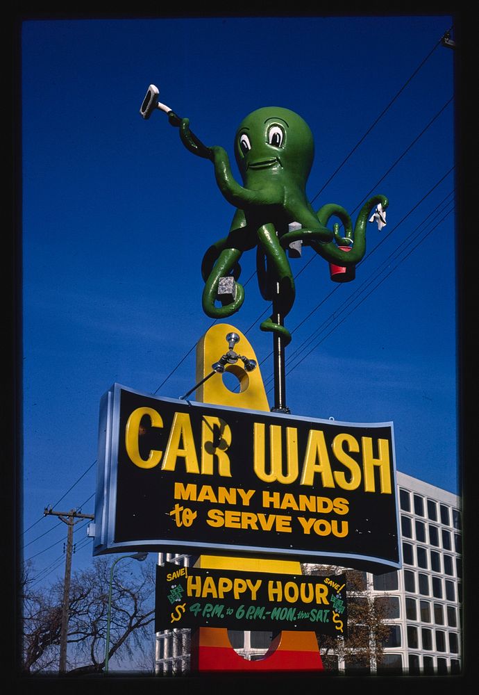Octopus Car Wash, Minneapolis, Minnesota (1981) photography in high resolution by John Margolies. Original from the Library…