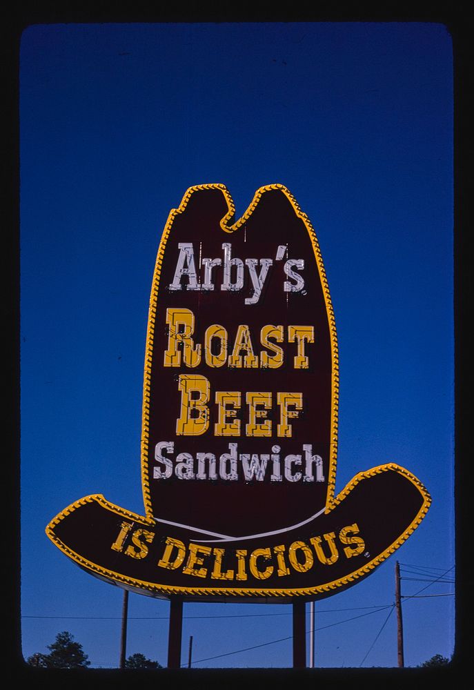 Arby's Restaurant sign, Route 11, Birmingham, Alabama (1980) photography in high resolution by John Margolies. Original from…
