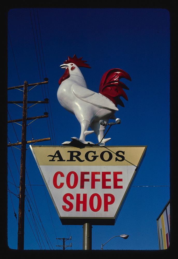 Argo's Coffee Shop sign, Santa Monica Boulevard, Los Angeles, California (1985) photography in high resolution by John…