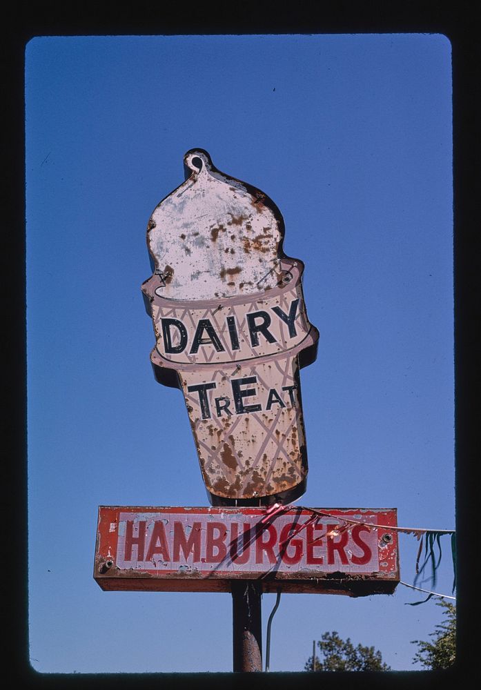 Dairy Treat ice cream sign, Rt. 54, Minneola, Kansas (1993) photography in high resolution by John Margolies. Original from…