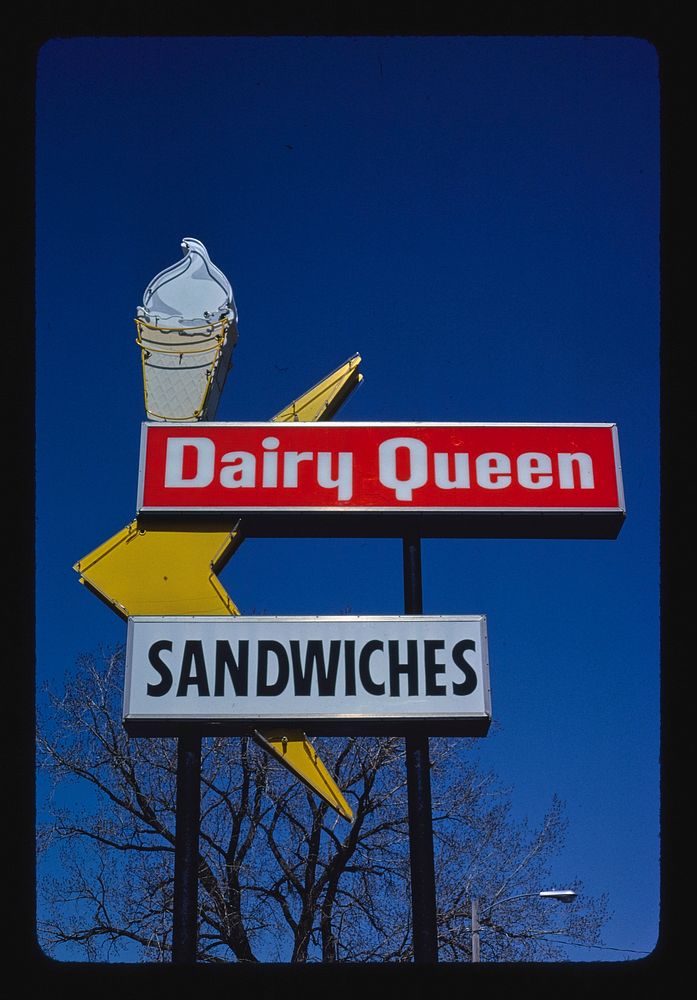 Dairy queen ice cream sign, Des Moines, Iowa (1980) photography in high resolution by John Margolies. Original from the…