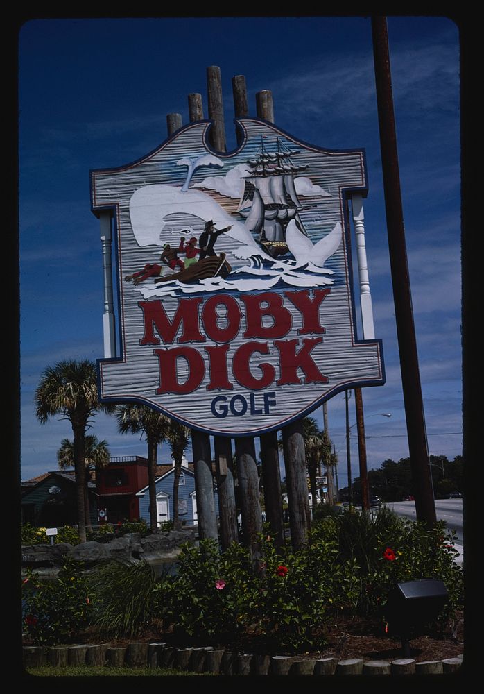 Sign, Moby Dick Golf, Myrtle Beach, South Carolina (1985) photography in high resolution by John Margolies. Original from…