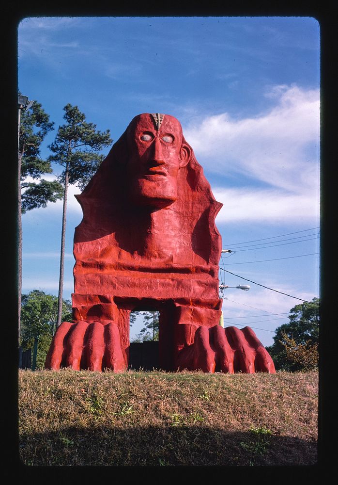 Red sphinx view 1, Wacky Golf, Myrtle Beach, South Carolina (1979) photography in high resolution by John Margolies.…