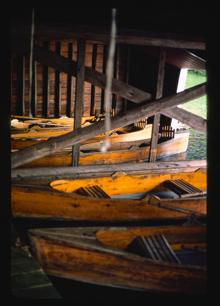 Menges boathouse boats, Livingston Manor, New York (1977) photography in high resolution by John Margolies. Original from…