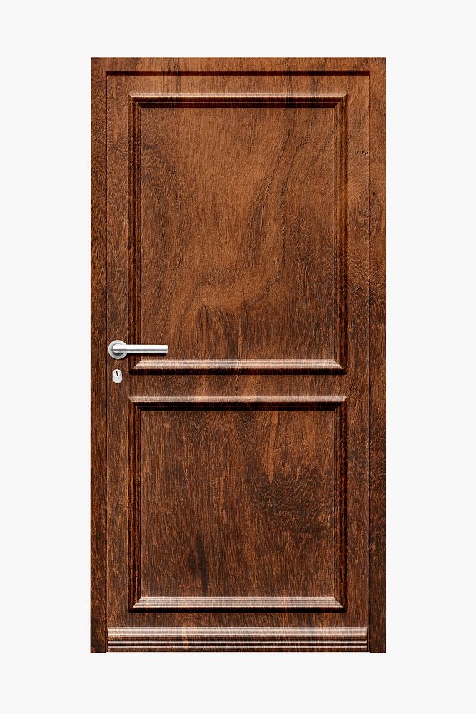 Wooden panel door sticker, modern architecture collage element psd