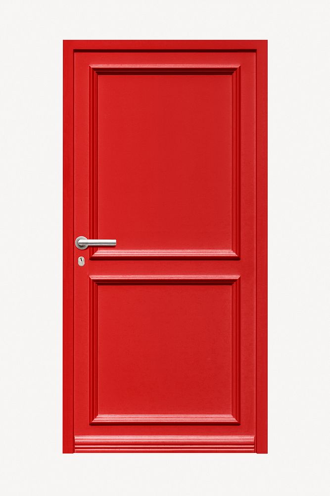 Red panel door sticker, modern architecture collage element psd