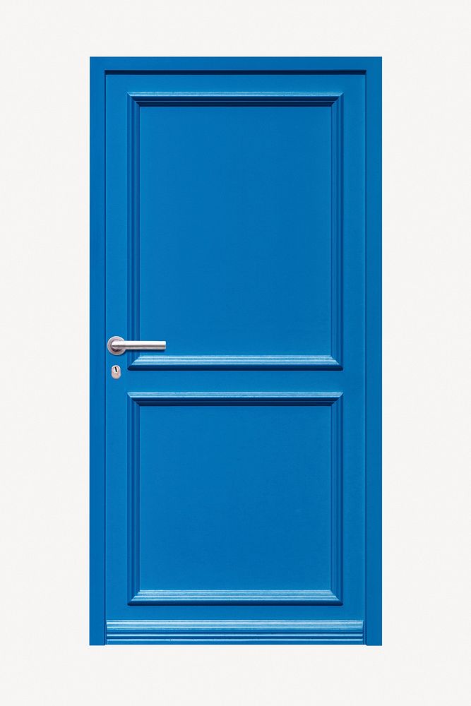 Blue panel door sticker, modern architecture collage element psd