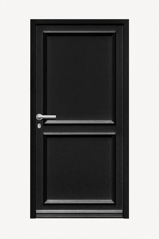 Black panel door sticker, modern architecture collage element psd