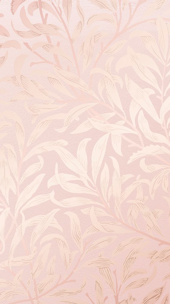 Vintage botanical mobile wallpaper, pink pattern, aesthetic design