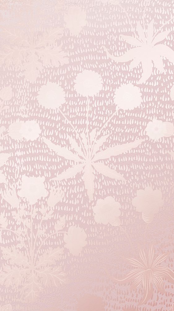 Pink pattern phone wallpaper, vintage flower design, remix from artwork by William Morris