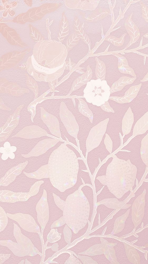 Aesthetic pink iPhone wallpaper, floral vintage pattern design