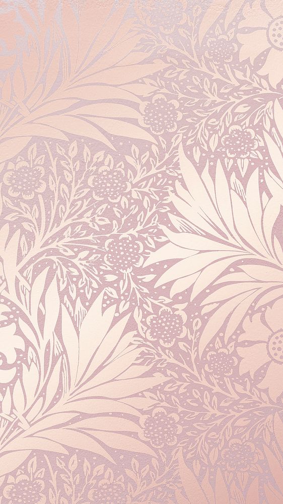 Elegant floral mobile wallpaper, pink gradient vintage background