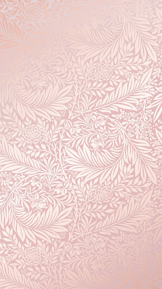Vintage botanical phone wallpaper, pink pattern, aesthetic design
