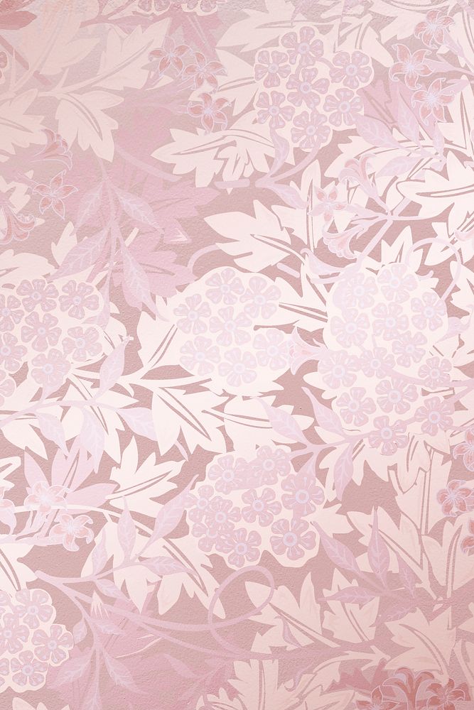 Pink pattern background, vintage flower design, remix from artwork by William Morris