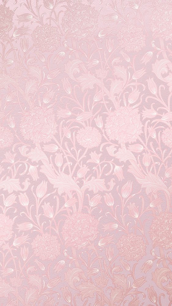 Aesthetic flower mobile wallpaper, pink vintage pattern design