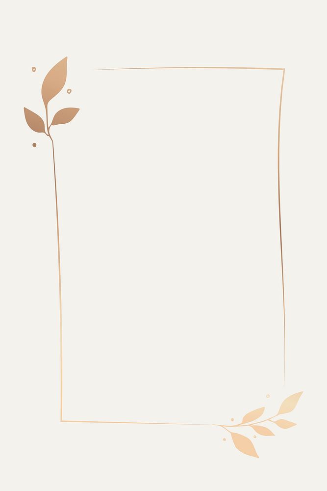 Gold rectangle frame sticker, gradient botanical illustration vector