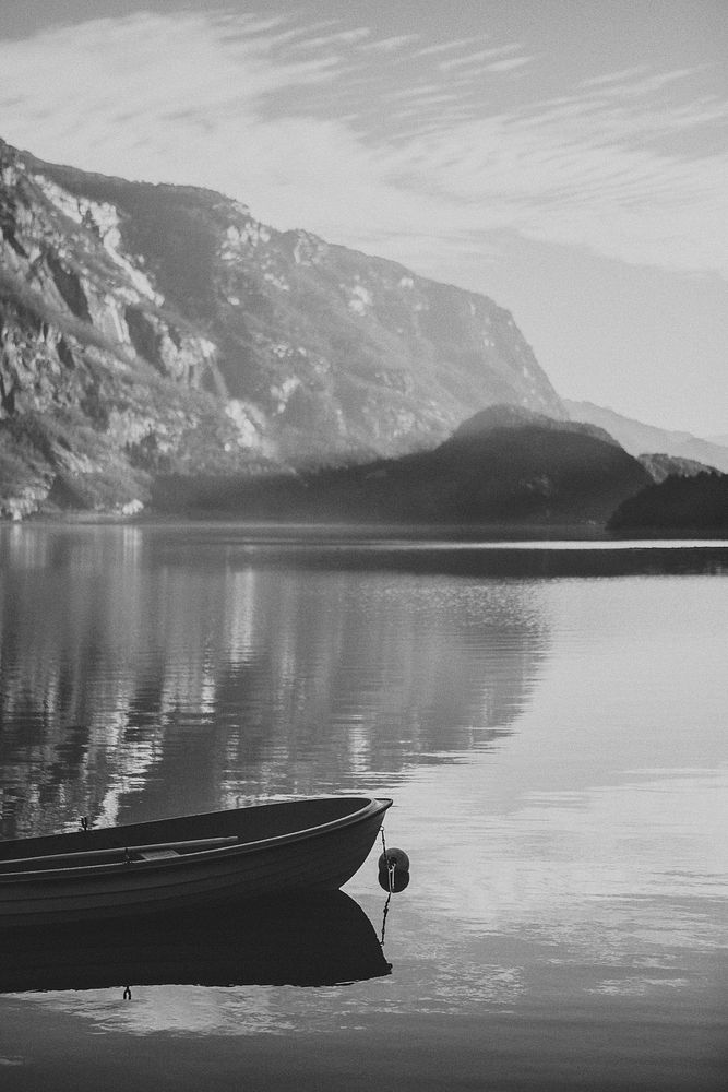 Nature iPhone wallpaper background Fjaerland in Norway, monochrome