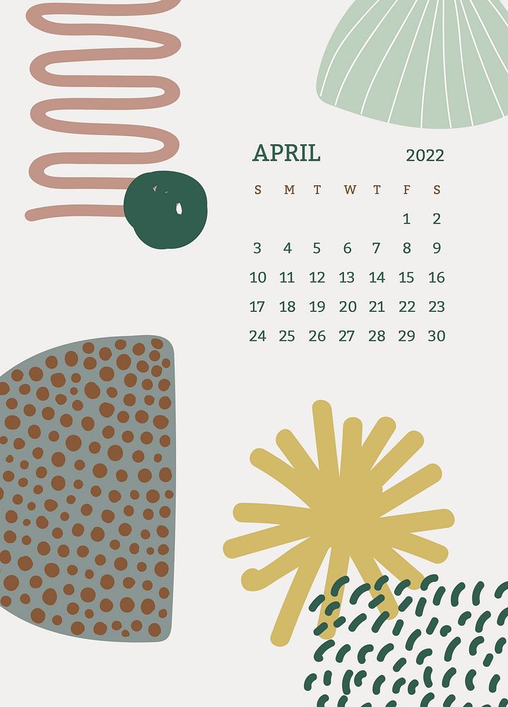 Cute 2022 April calendar template, monthly planner psd