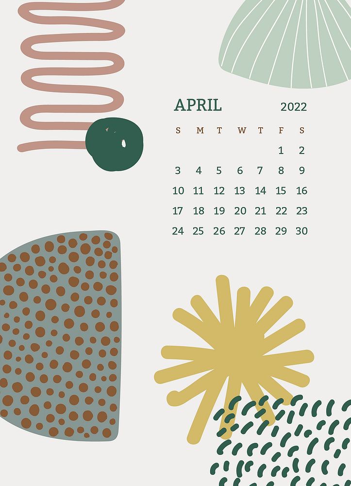 Abstract 2022 April calendar template, monthly planner vector
