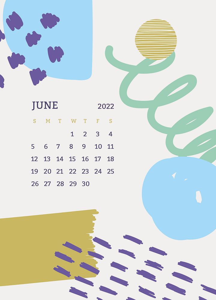Abstract 2022 June calendar template, editable planner psd