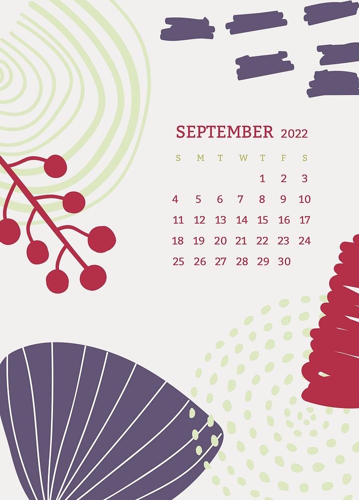 2022 September calendar template, cute monthly planner psd