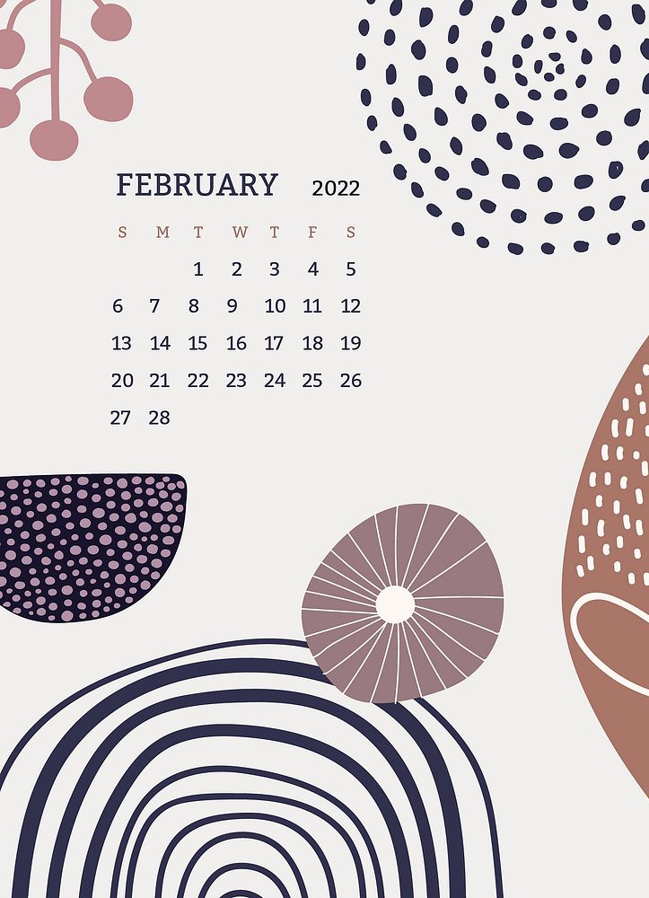 Aesthetic February 2022 calendar template, editable monthly planner vector